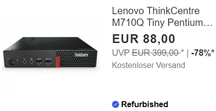 Ebay: Mini-PC von Lenovo mit Windows 10 als B-Ware für 88 Euro