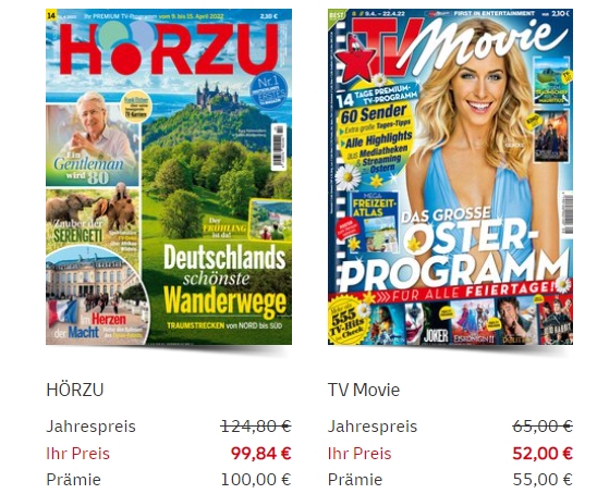 Leserservice: Zeitschriften mit 20 Prozent Rabatt und hohen Prämien