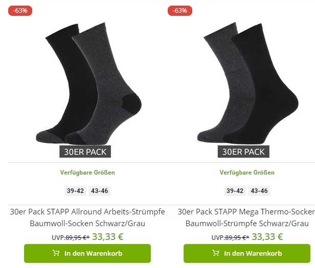 Outlet46: 30 Paar Stapp-Socken für 33,33 Euro frei Haus