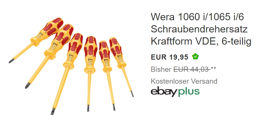 Ebay: Wera-Schraubendrehersatz für 19,95 Euro frei Haus