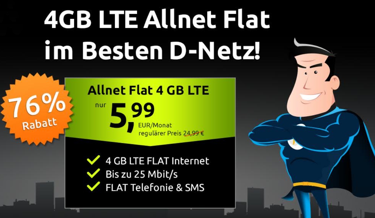 Telekom-Netz: Allnet-Flat mit 4 GByte LTE für 5,99 Euro