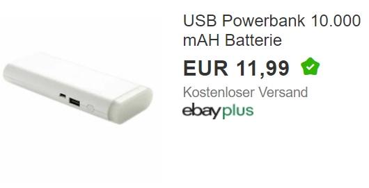 Ebay: Powerbank mit 10.000 mAh und LED-Licht für 11,99 Euro