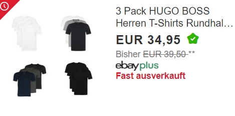 Hugo Boss: Dreierpack T-Shirts für 34,95 Euro frei Haus