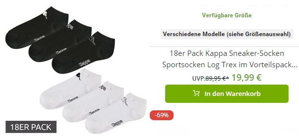 Outlet46: 18 Paar Kappa-Socken für 19,99 Euro