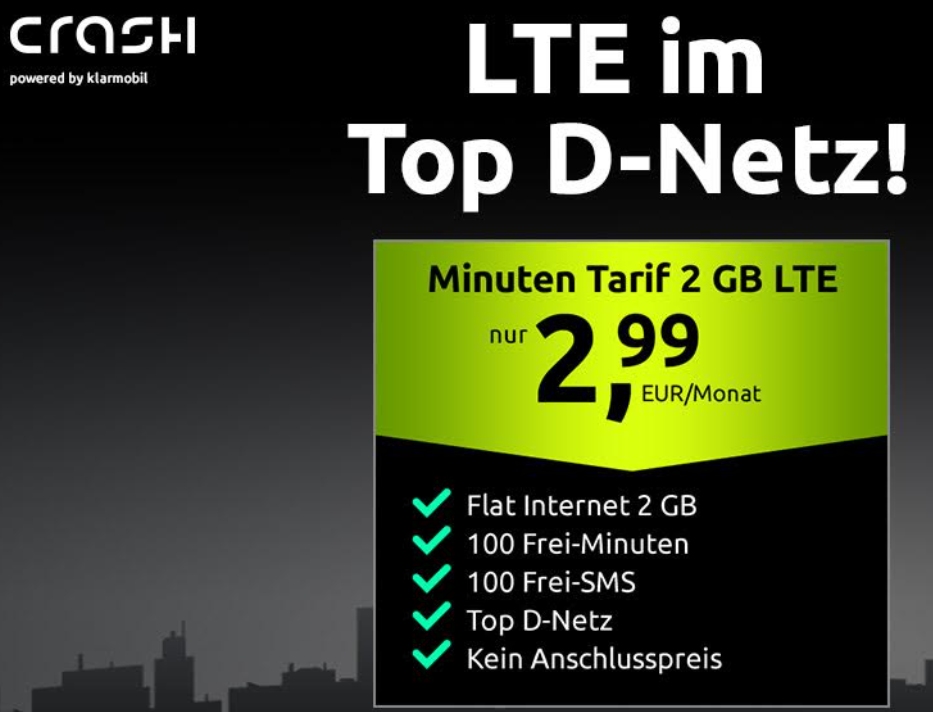 Wieder da: 2 GByte LTE im D-Netz mit 100 Freiminuten für 2,99 Euro