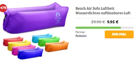 Dealclub: Air-Sofa für 13,85 Euro mit Versand