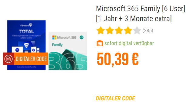 NBB: Microsoft 365 Family & F-Secure Total für 50,39 Euro