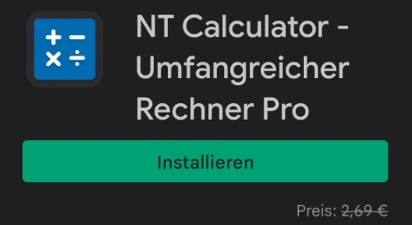 Gratis: "NT Calculator Pro" bei Google Play für 0 Euro