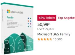 Amazon: Office 365 Family (Code in Box) für 50,99 Euro frei Haus