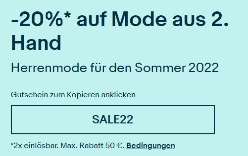 Ebay: 20 Prozent Rabatt für Mode aus zweiter Hand