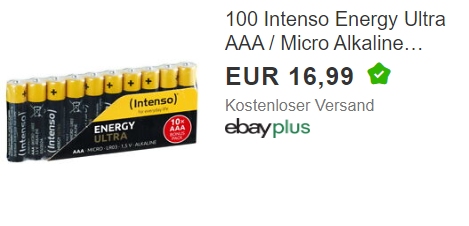 Ebay: 100er-Pack AAA-Batterien für 16,99 Euro frei Haus