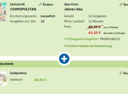 Cosmopolitan: Jahresabo für 38,20 Euro mit Geldprämie über 40 Euro