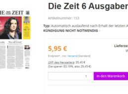 „Die Zeit“: 6 Ausgaben mit automatischem Ende für 5,95 Euro