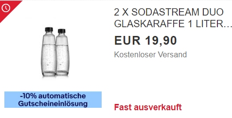 Ebay: 2 x Sodastream Duo Karaffen für 17,91 Euro frei Haus