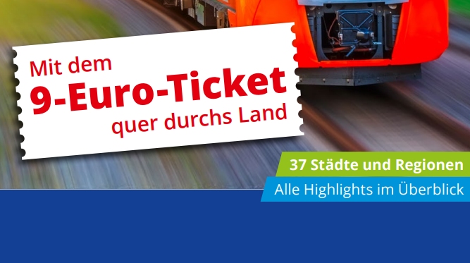 Gratis: Reiseführer zum "Neun-Euro-Ticket" zum Download