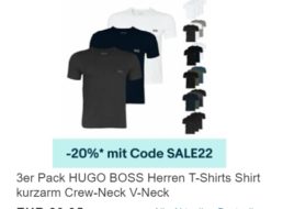 Hugo Boss: Dreierpack T-Shirts für 31,96 Euro frei Haus