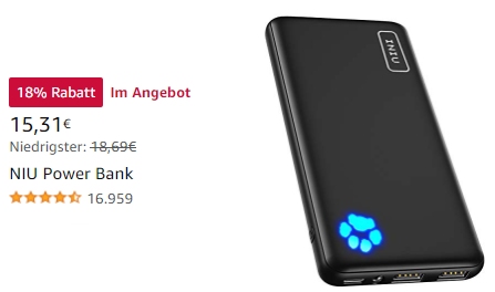 Amazon: "Dünnste 10.000 mAh-Powerbank" jetzt für 15,31 Euro