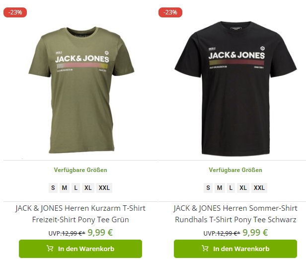 Jack & Jones: T-Shirts ab 9,99 Euro via Outlet46