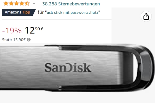 Amazon: Sandisk USB-Stick mit 128 GByte für 12,90 Euro