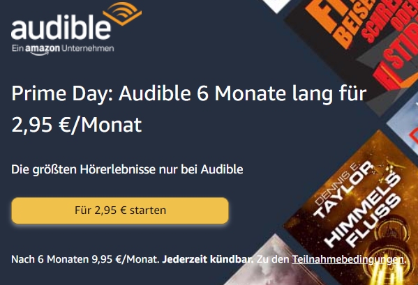 Prime Day: 6 Monate Audible für 2,95 Euro