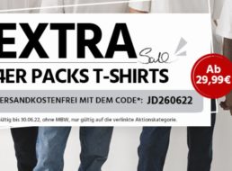 Jeans Direct: Viererpack T-Shirts ab 26,45 Euro frei Haus