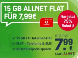 Vodafone-Netz: 15 GByte LTE & Allnet-Flat für 7,99 Euro