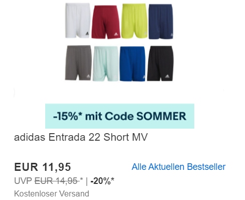 Adidas: Shorts via Ebay für 10,15 Euro frei Haus mit Gutschein