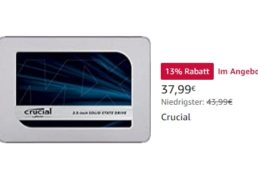 Amazon: SSD Crucial BX500 mit 480 GByte für 37,99 Euro