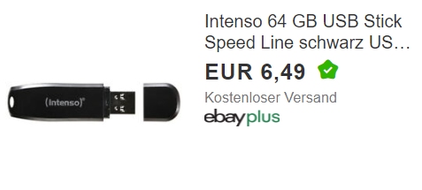 Ebay: Intenso USB-Stick mit 64 GByte für 6,49 Euro frei Haus