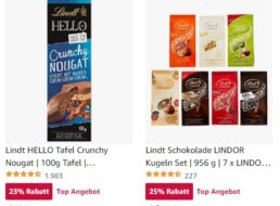 Lindt: Sale bei Amazon mit Pralinen & Schokolade ab 1,59 Euro