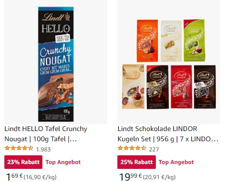 Lindt: Sale bei Amazon mit Pralinen & Schokolade ab 1,59 Euro