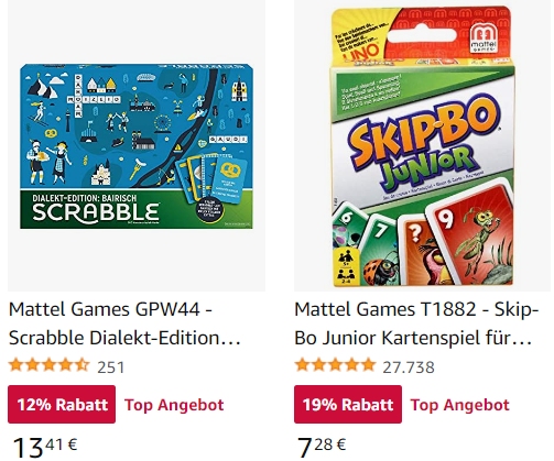 Mattel: Spiele für den Urlaub via Amazon mit Rabatt