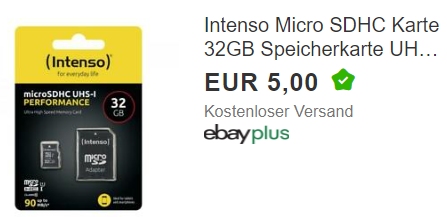 Ebay: Micro-SDHC-Karte mit 32 GByte für fünf Euro frei Haus