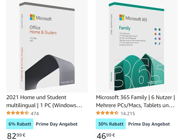 Prime Day: Microsoft 365 Family für 46,99 Euro frei Haus