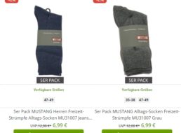 Mustang: Socken im Fünferpack für 6,99 Euro