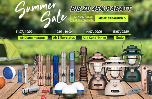 Olight: Summer-Sale mit bis zu 45 Prozent Rabatt