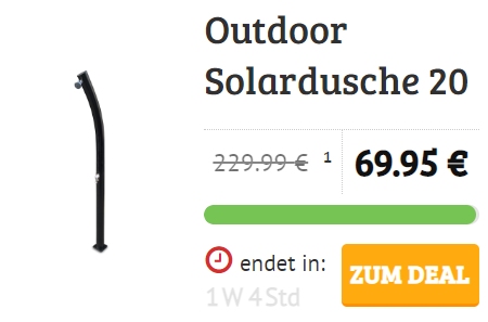 Dealclub: Outdoor-Solardusche für 69,95 Euro frei Haus