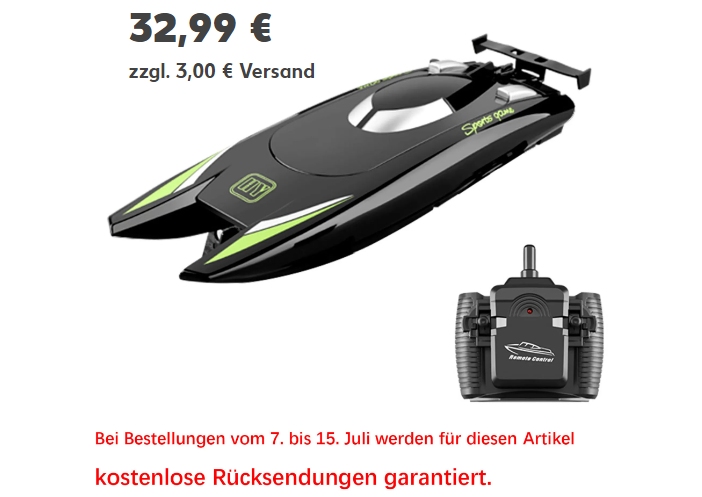 Kaufland: Rennboot "GoolRC 805" mit Fernsteuerung für 35,99 Euro