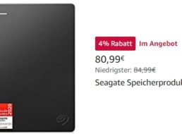 Amazon: Externe Festplatte von Seagate mit vier TByte für 80,99 Euro frei Haus