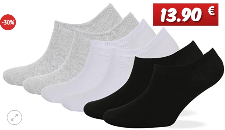 Dealclub: Sechserpack Sneakersocken von Qotton für 13,90 Euro frei Haus