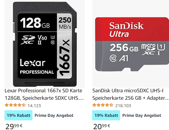 Prime Day: Speicherschnäppchen von Sandisk, WD, Crucial & Co.