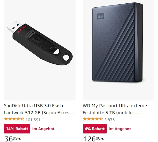 Amazon: "WD My Passport Ultra" mit fünf TByte für 126 Euro frei Haus