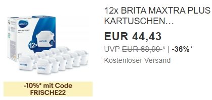 Brita: Zwölferpack Maxtra-Plus-Kartuschen für 39,99 Euro frei Haus