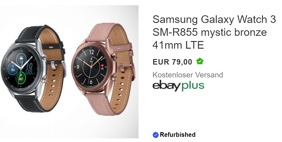 Ebay: Samsung Galaxy Watch 3 LTE als B-Ware für 79 Euro