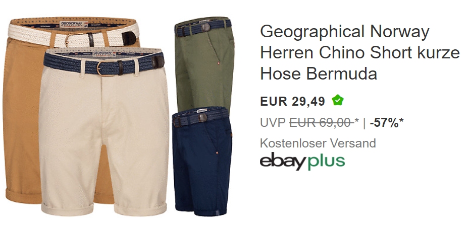 Geographical Norway: Bermudas via Ebay für 29,49 Euro frei Haus