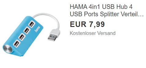 Hama: USB-Hub via Ebay für 7,99 Euro frei Haus