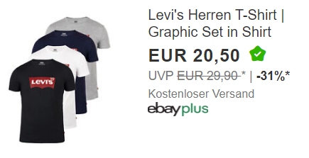 Levi's: Herren-Shirt für 20,50 Euro frei Haus via Ebay