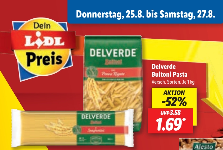 Lidl: Markennudeln zum Kilopreis von 1,69 Euro