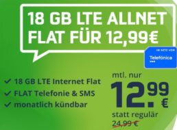 Freenet: Monatlich kündbare Allnet-Flat mit 18 GByte LTE für 12,99 Euro