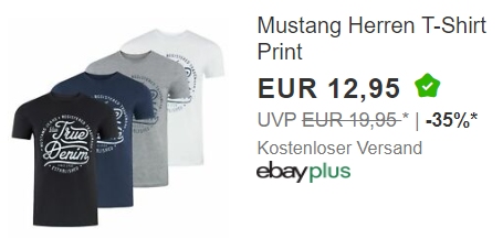 Mustang: T-Shirts via Ebay für 12,95 Euro frei Haus